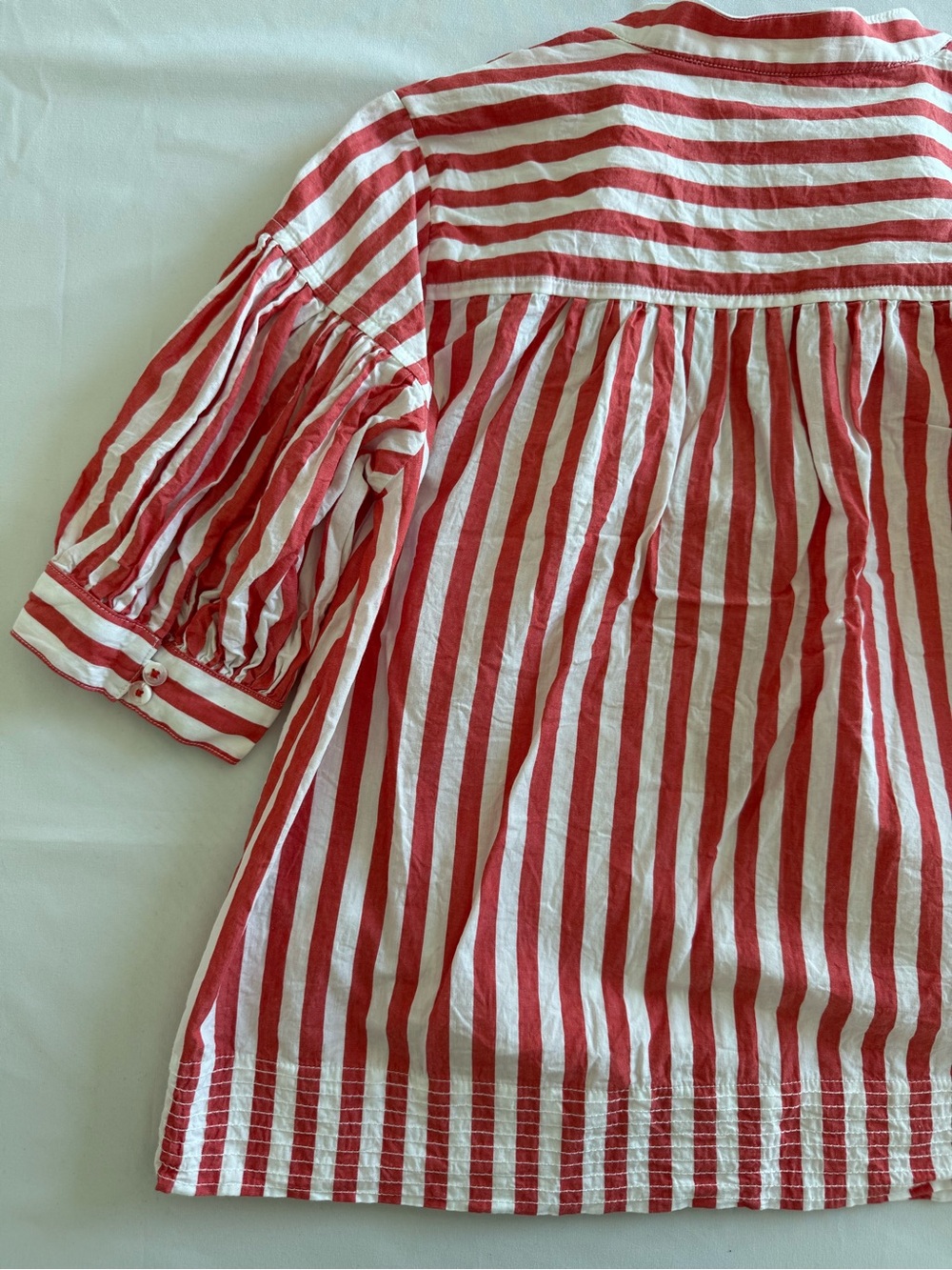 Anthropologie Darcy Popover Orange and White Striped V-Neck Puff Sleeve Blouse - Picture 12 of 12